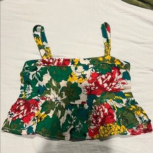 NATURAL LIFE Floral Cropped Tank Top